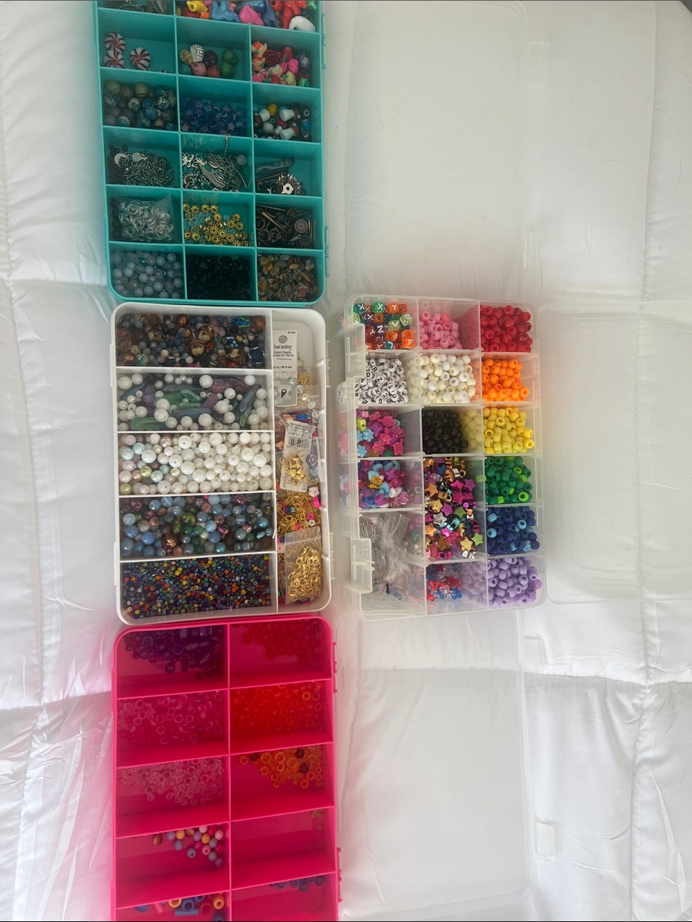 Set of Four Jewelry Bead Storage Organizer with Assorted Beads/Clasps